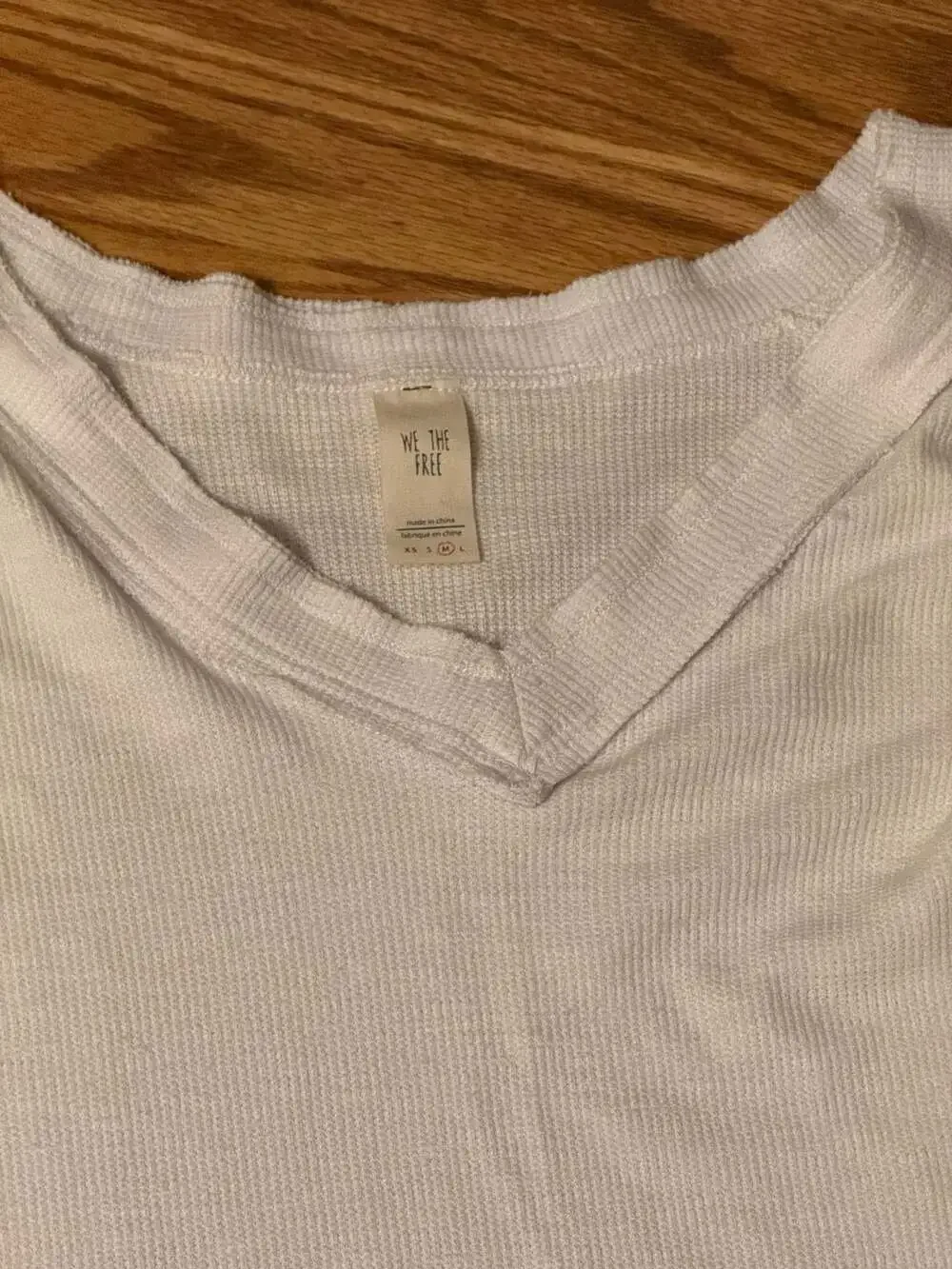 Free People We The Free Bubble Thermal V-Neck Embroidered Tee Shirt